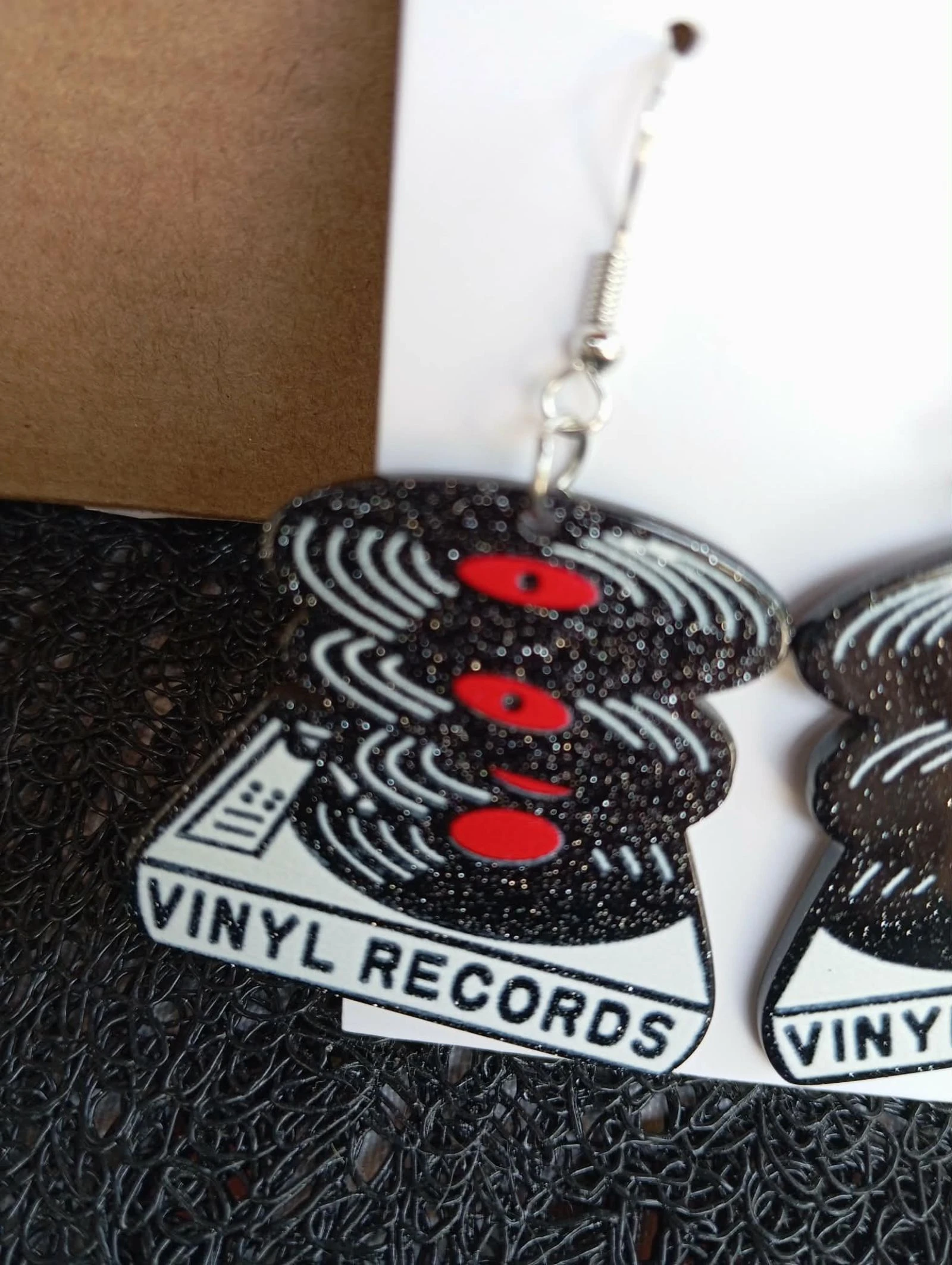 Pendientes colgantes en forma de vinilo retro discoteca años 80 – photo 2